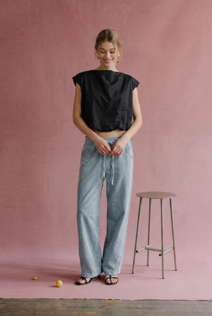 OT1026 Bubble Hem Sleeveless Top