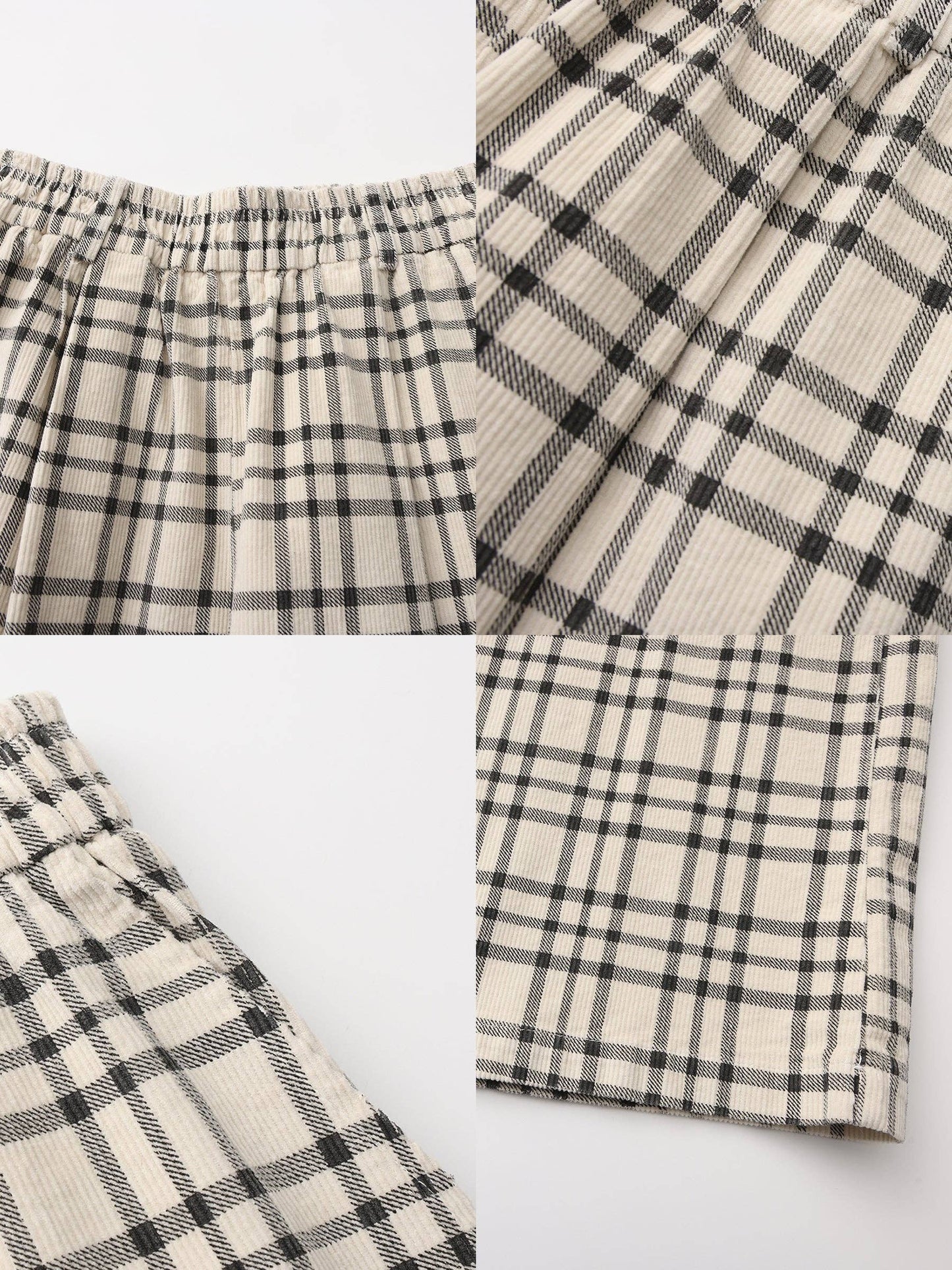 Vintage Plaid Curved Cropped Trousers