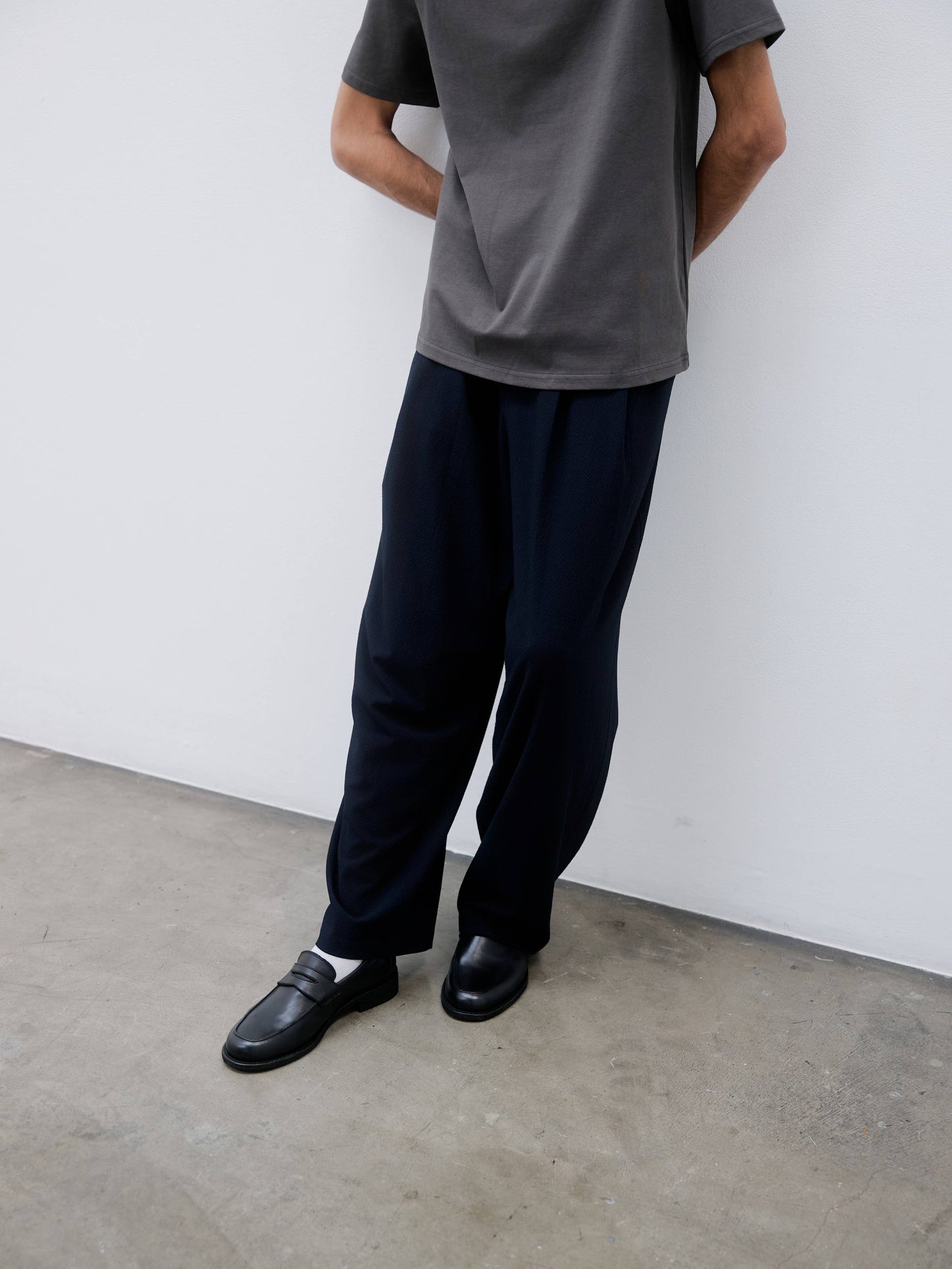 The Cyrus Pants | Seersucker Barrel Pants with Pleats