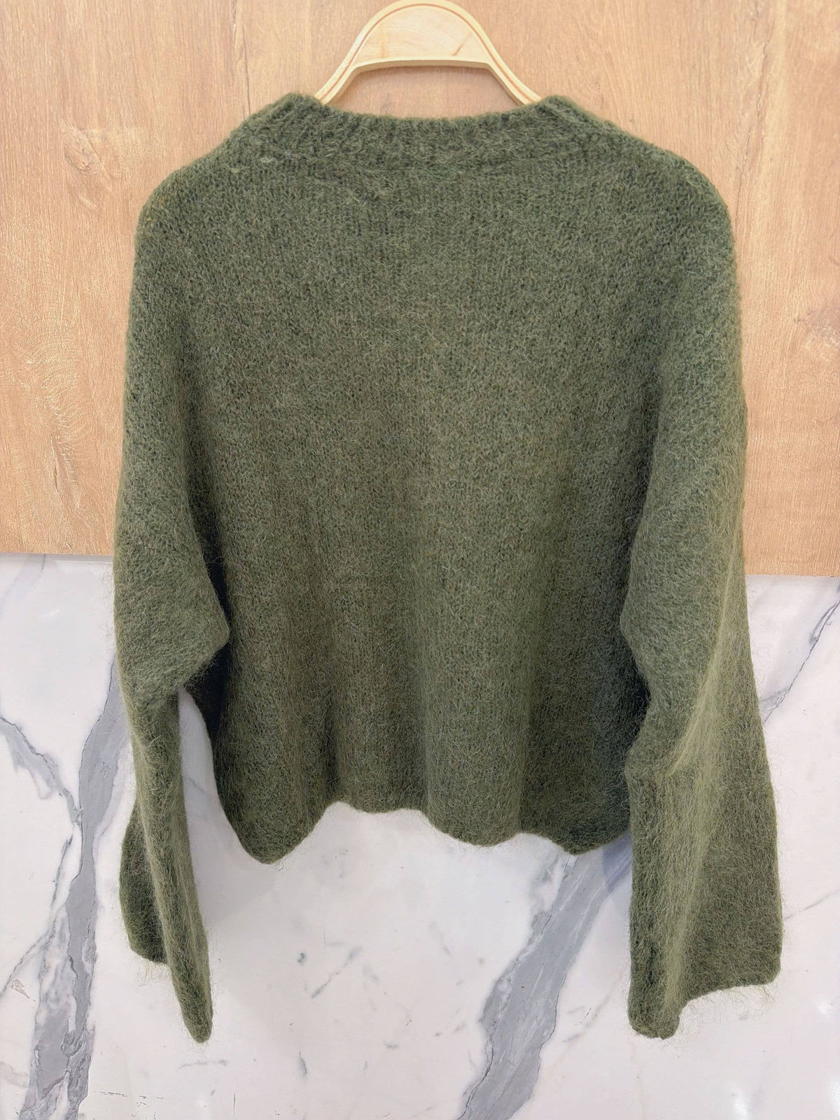 Round-neck pullover in kid mohair & wool - Made in Italy