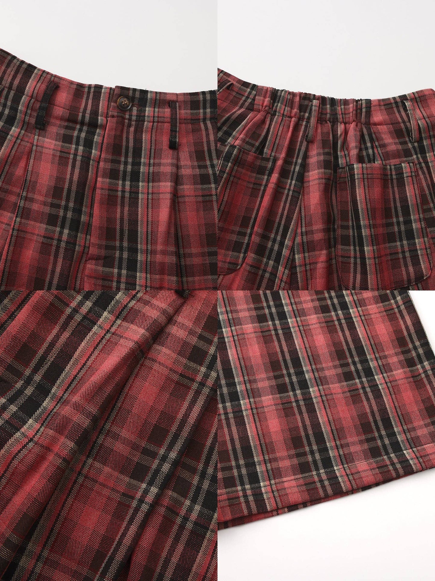 Striped Check Wide-Leg Draped Floor-Length Trousers