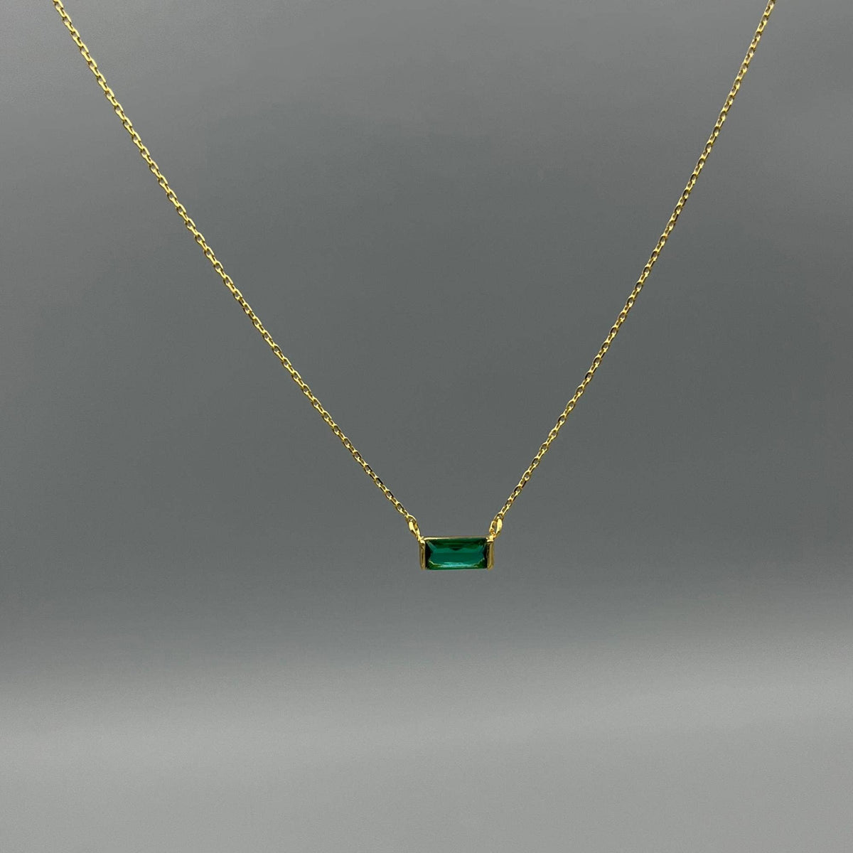 Gold Baguette Birthstone Necklace