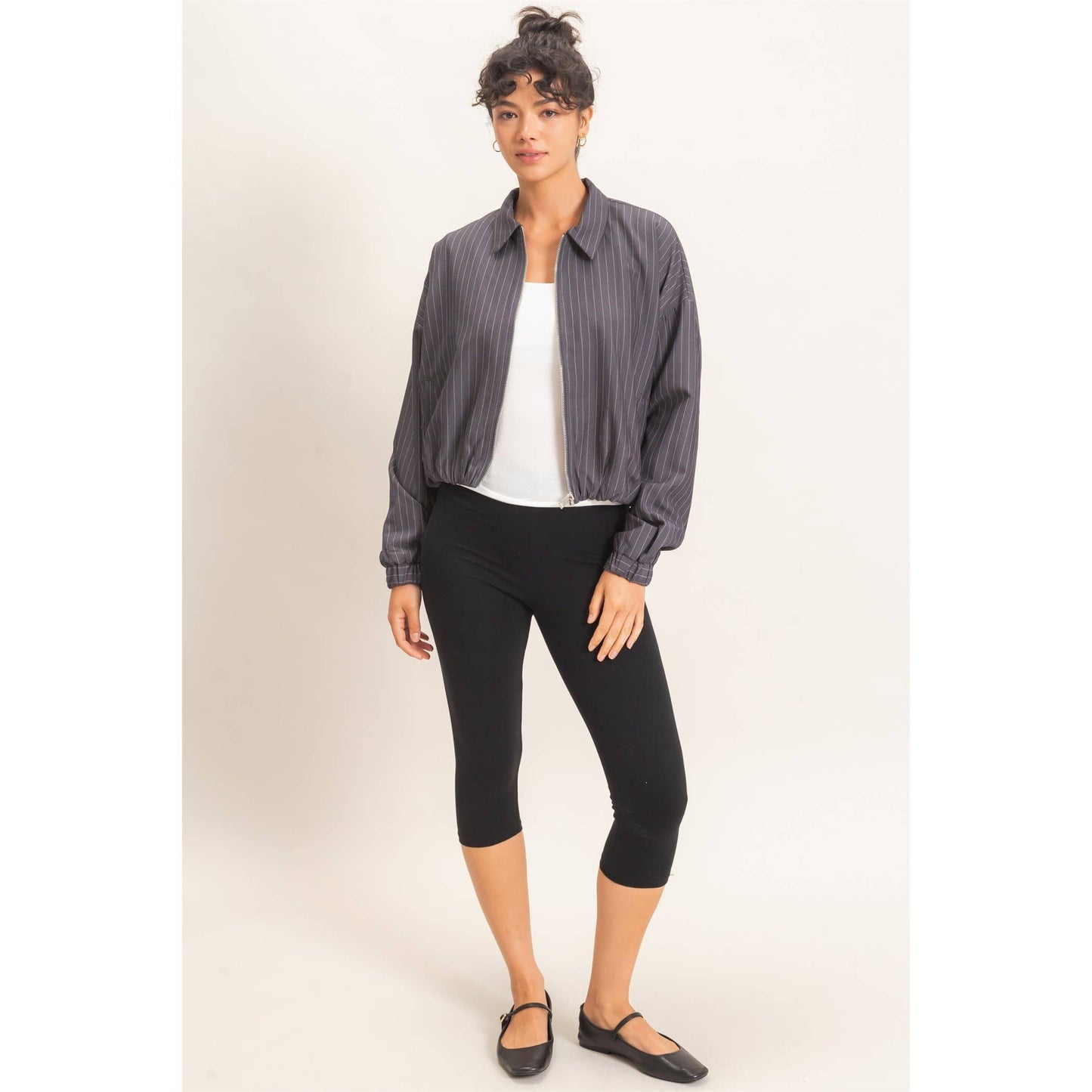Pinstripe Bubble Hem Jacket
