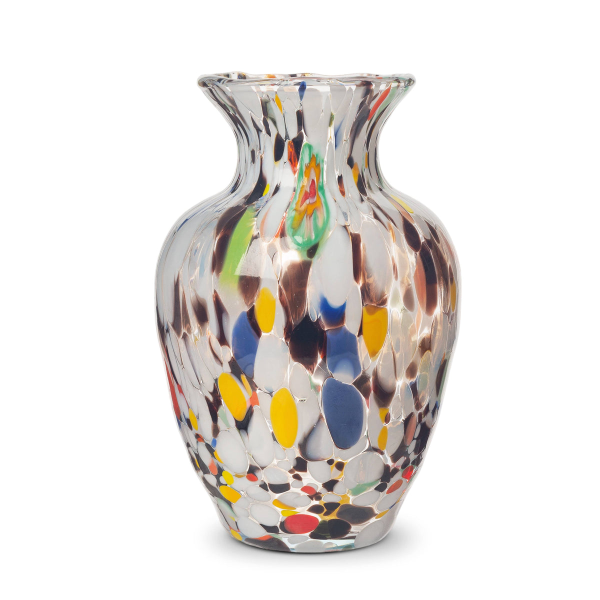 Vase V2 Gardenia in white and black Murano glass