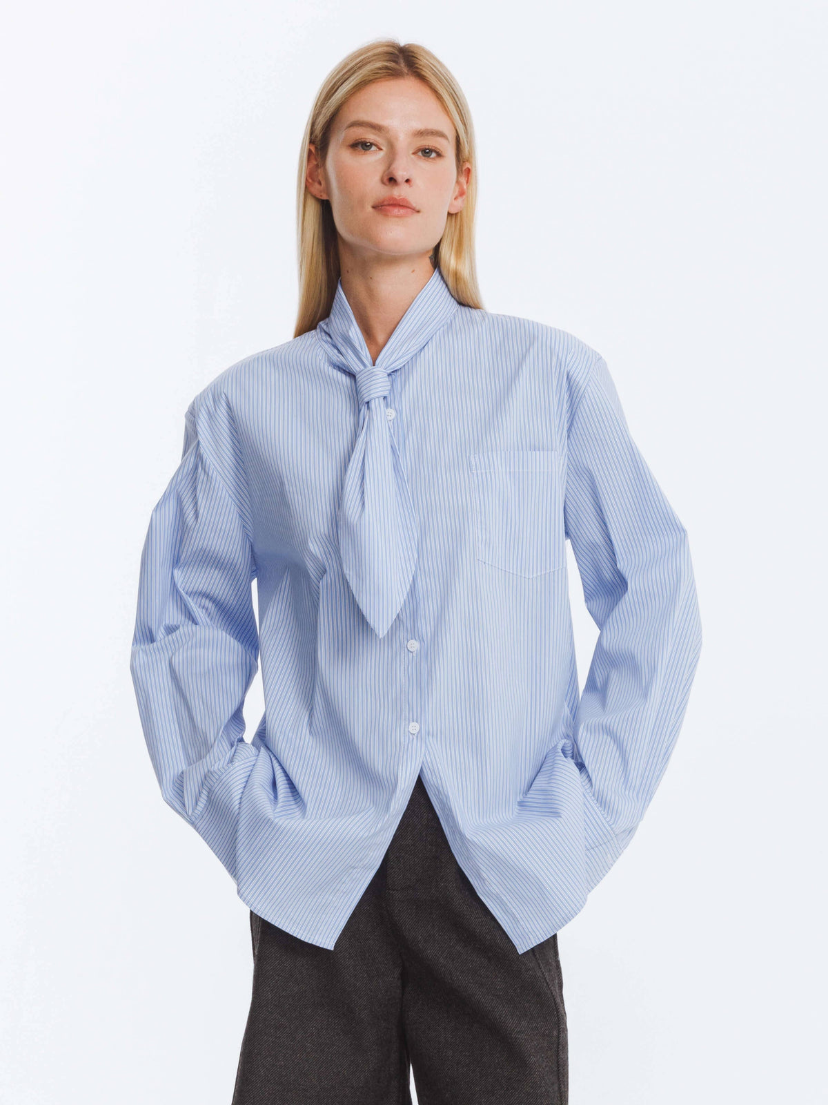 Vintage Tie Loose Striped Shirt