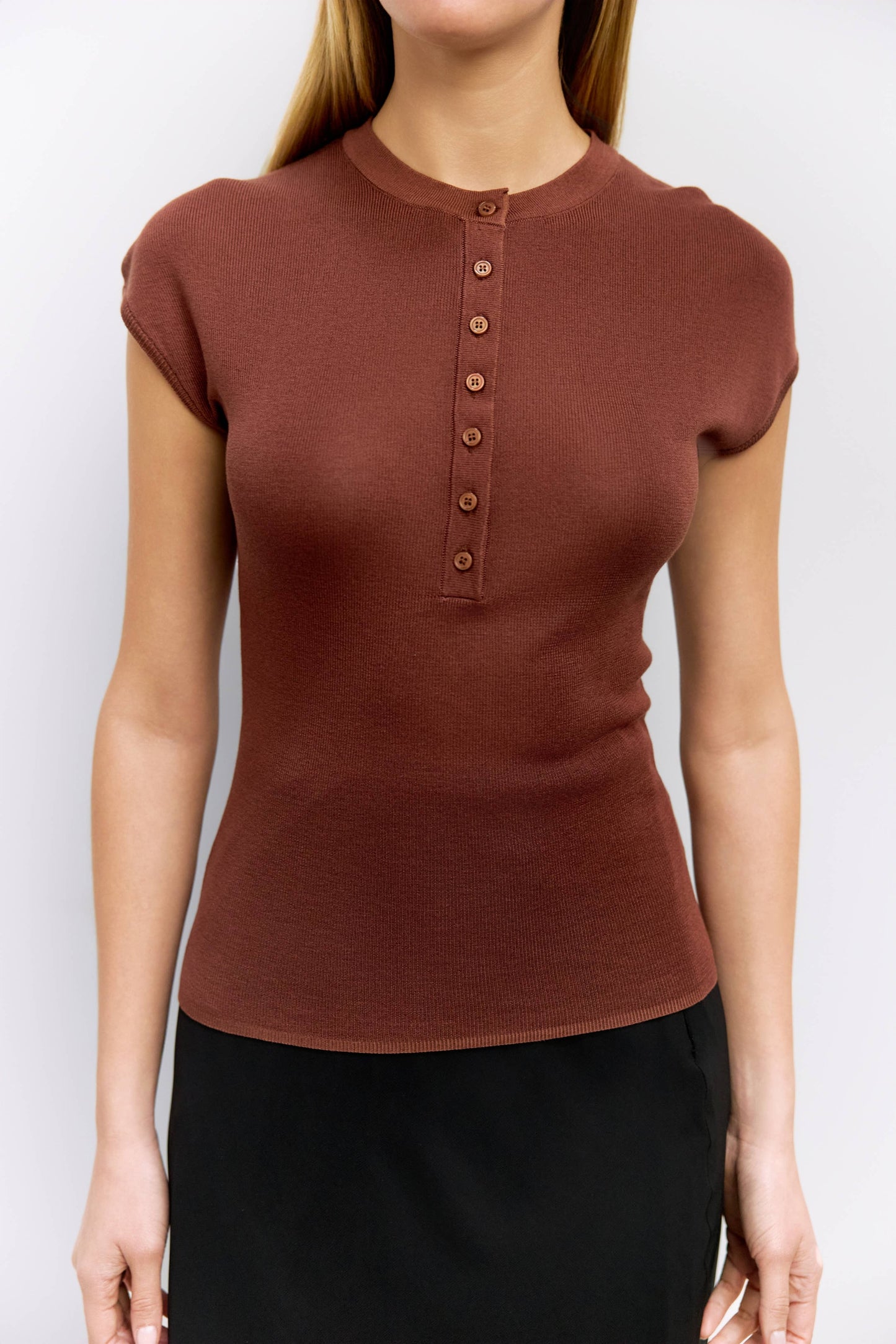 The Sharon Top | Half Button Knit Top