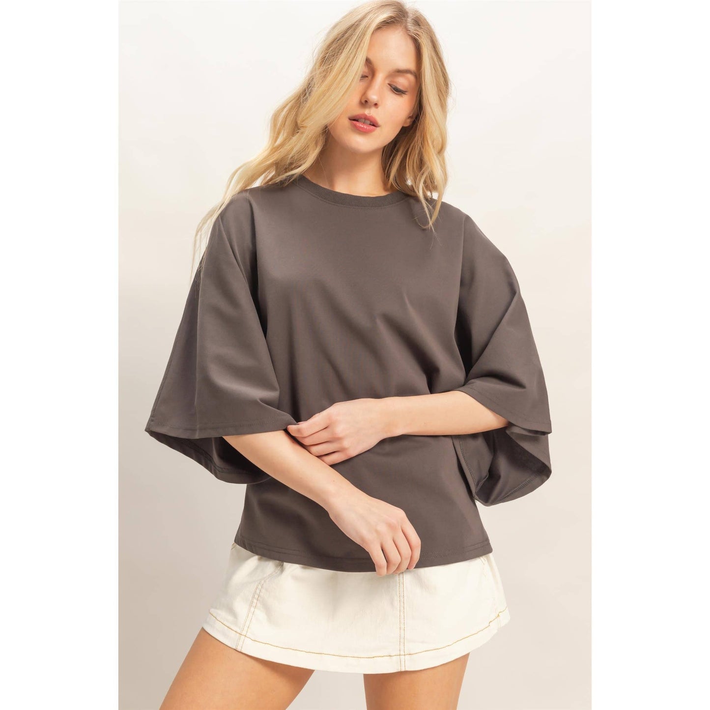 Crew Neck 3/4 Sleeve Top