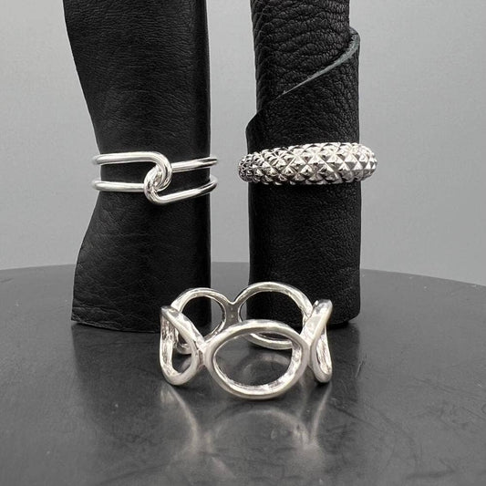 Silver Double Wrapped Link Ring