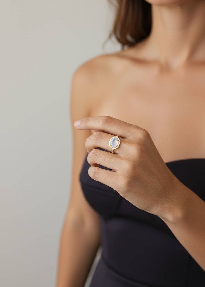 Skye Moonstone Ring - 14k Gold Vermeil
