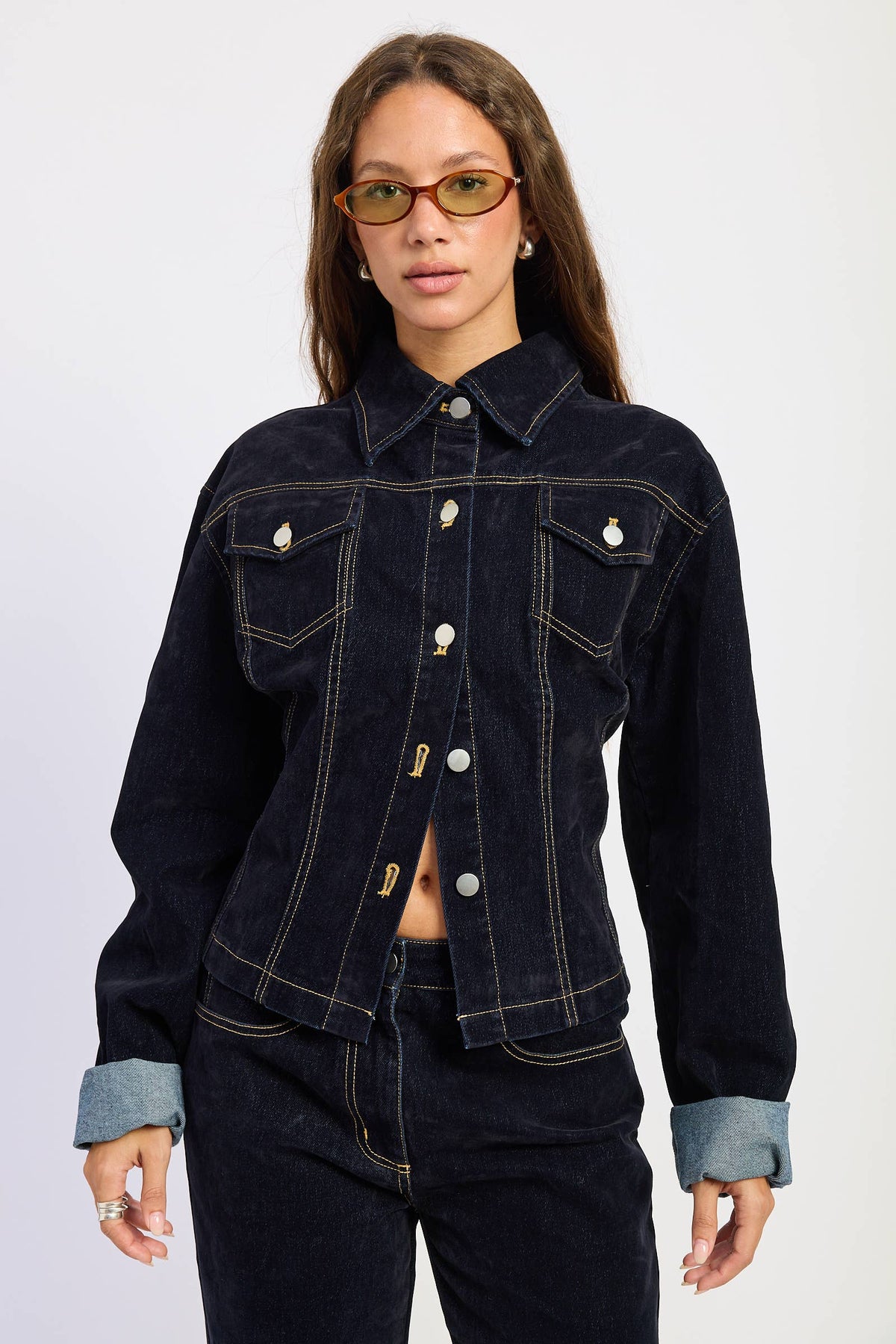 BUTTON UP LONG SLEEVE DENIM JACKET