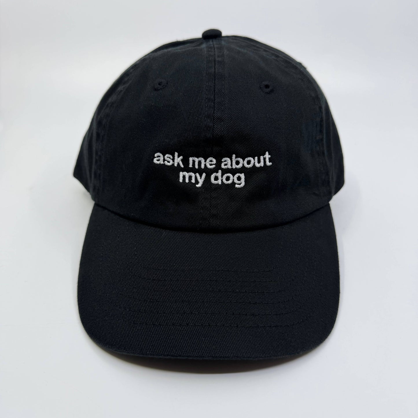 Ask Me About My Dog Embroidered Hat Black