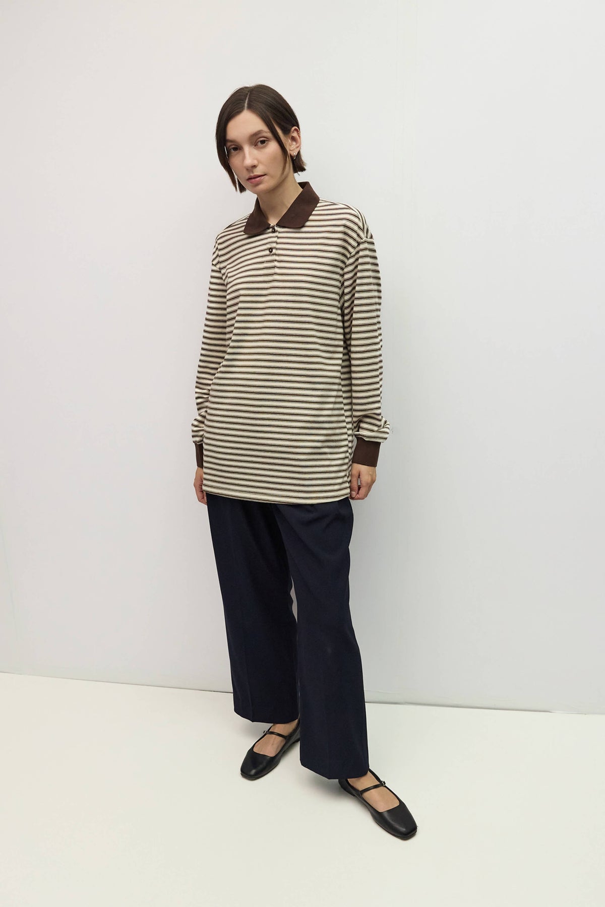 The Sam Top | Striped Oversized LS Polo