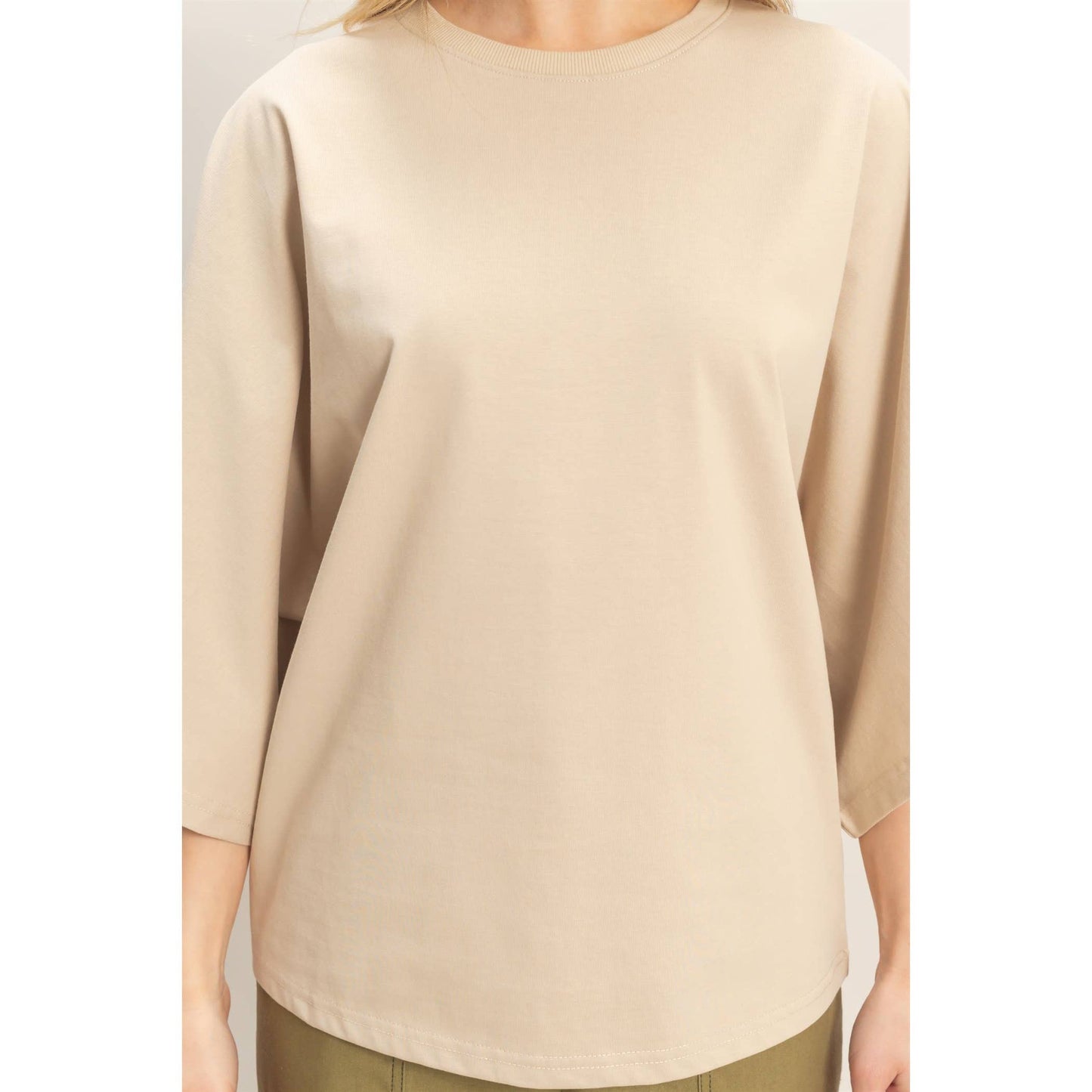 Crew Neck 3/4 Sleeve Top