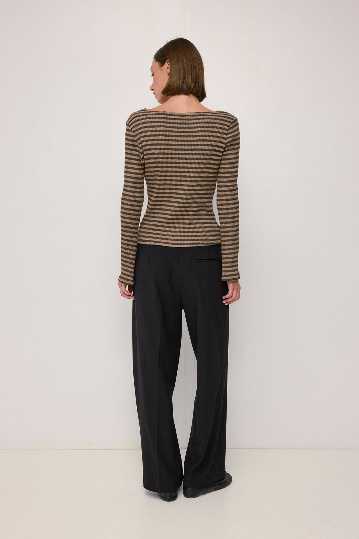 The Madi Top | Wide Neck Ribbed Stripe LS Top