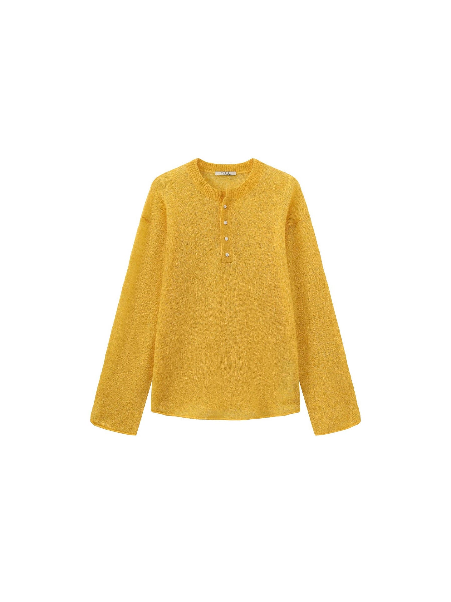 Henley Neck Loose-Fit Long-Sleeve Cover-Up