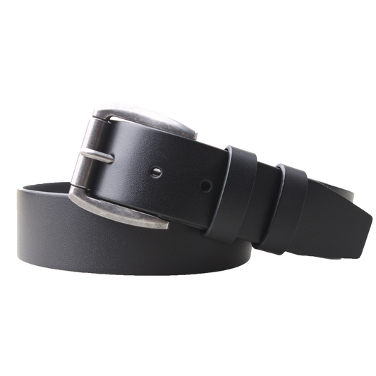 Nick Buffalo Leather Durable Solid Belt - BLACK - 4 CM