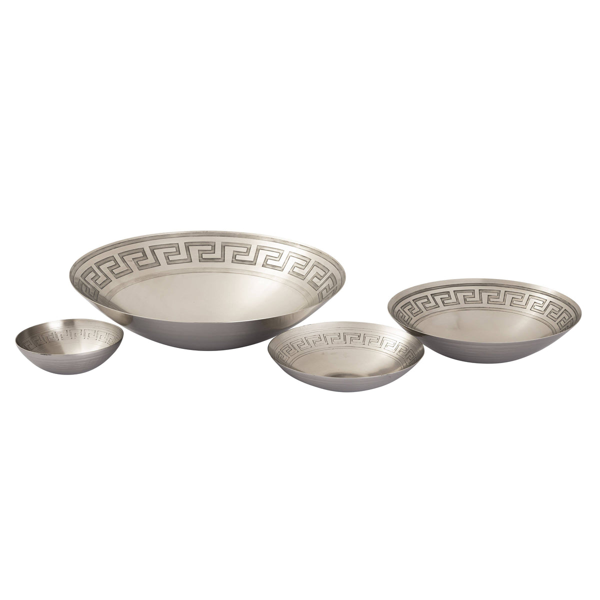 Greek Key Centerpiece Bowl - Nickel