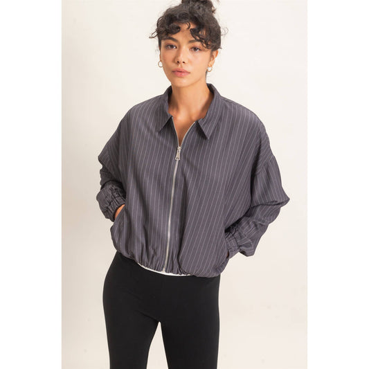 Pinstripe Bubble Hem Jacket