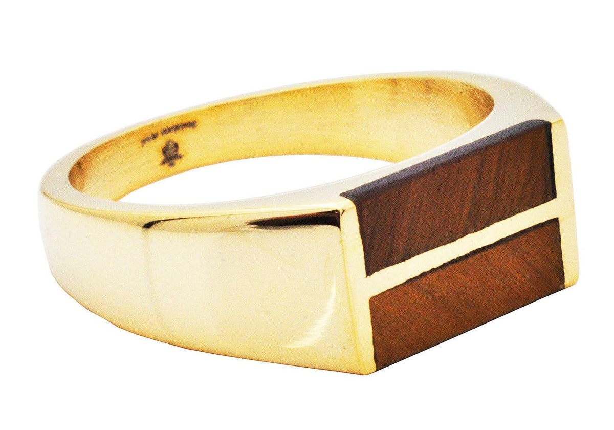 Gold plated  Bar Ring w/ Brown Tiger Eye