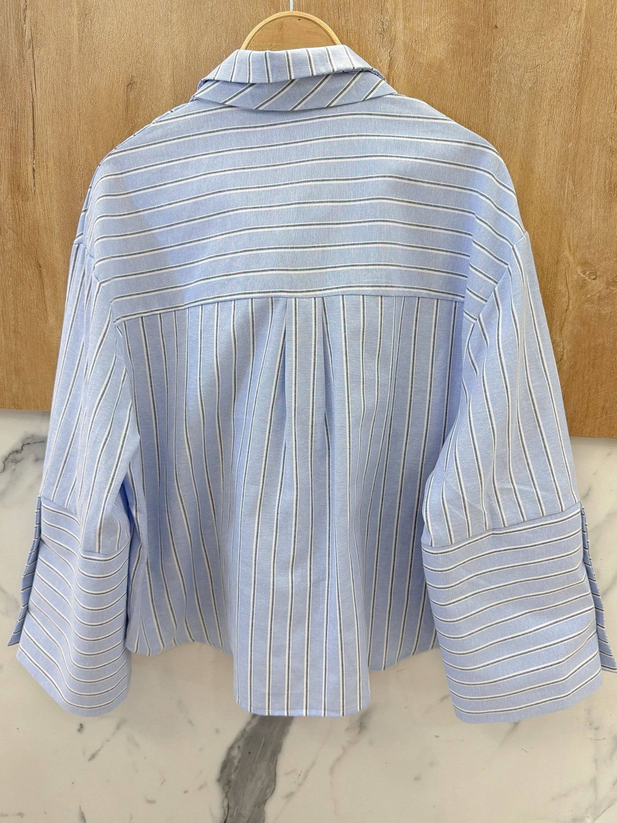 Blue Striped Shirt with Matching Tie | Blouse Style By