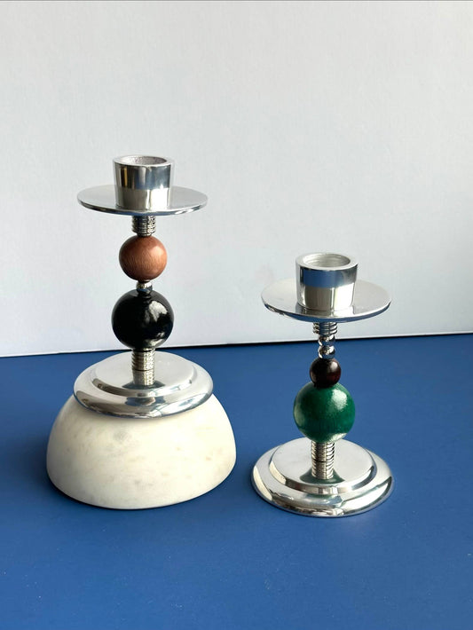 single Beaded Tapered Candle Holder