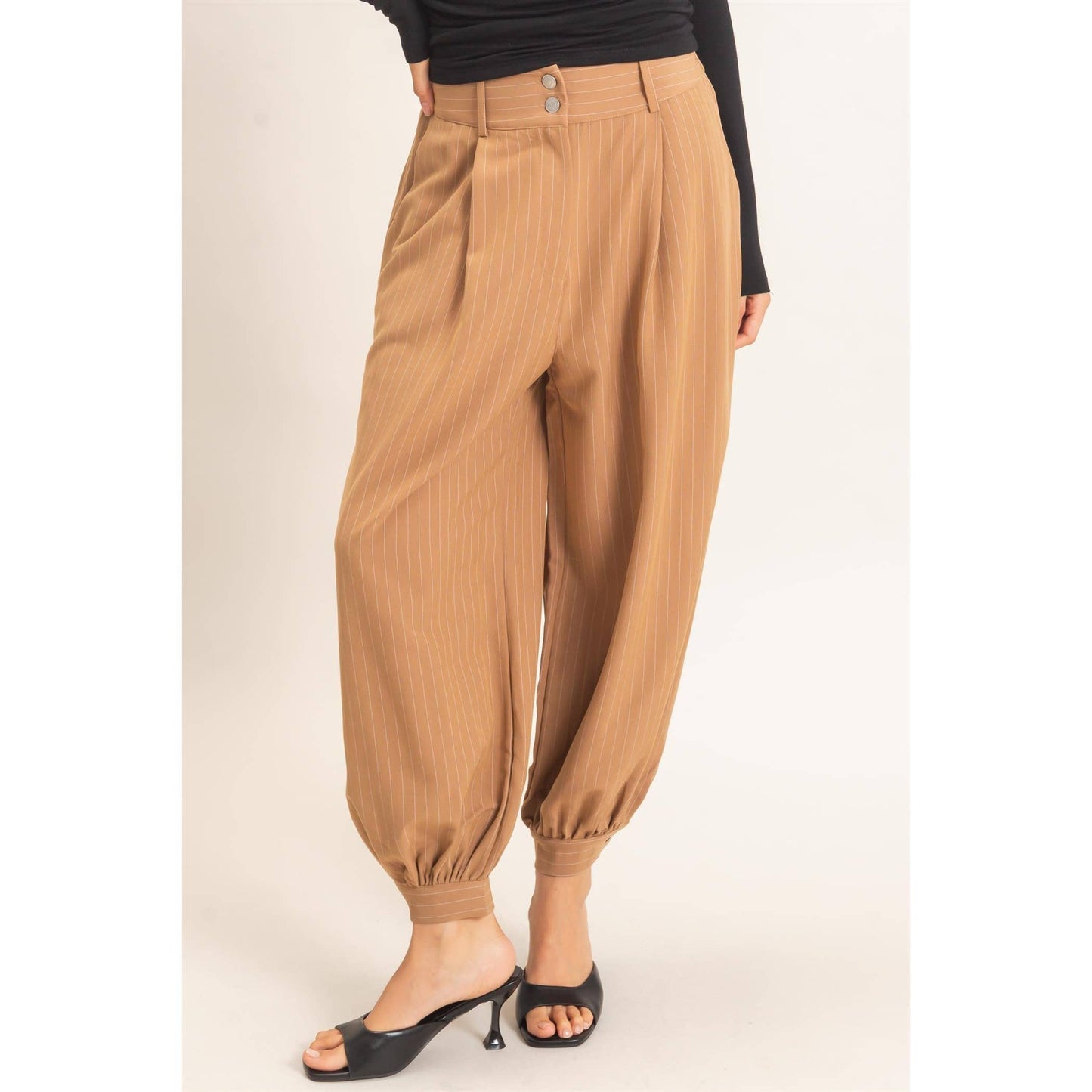 Pinstripe High-Waist Trousers