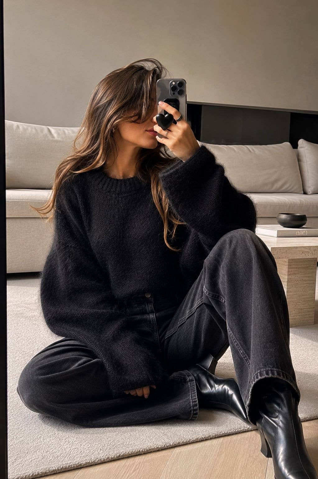 Round-neck pullover in kid mohair & wool - Made in Italy