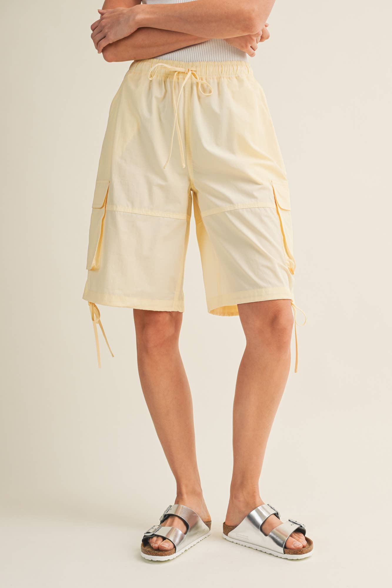 Adjustable Hem Drawstring Cargo Shorts