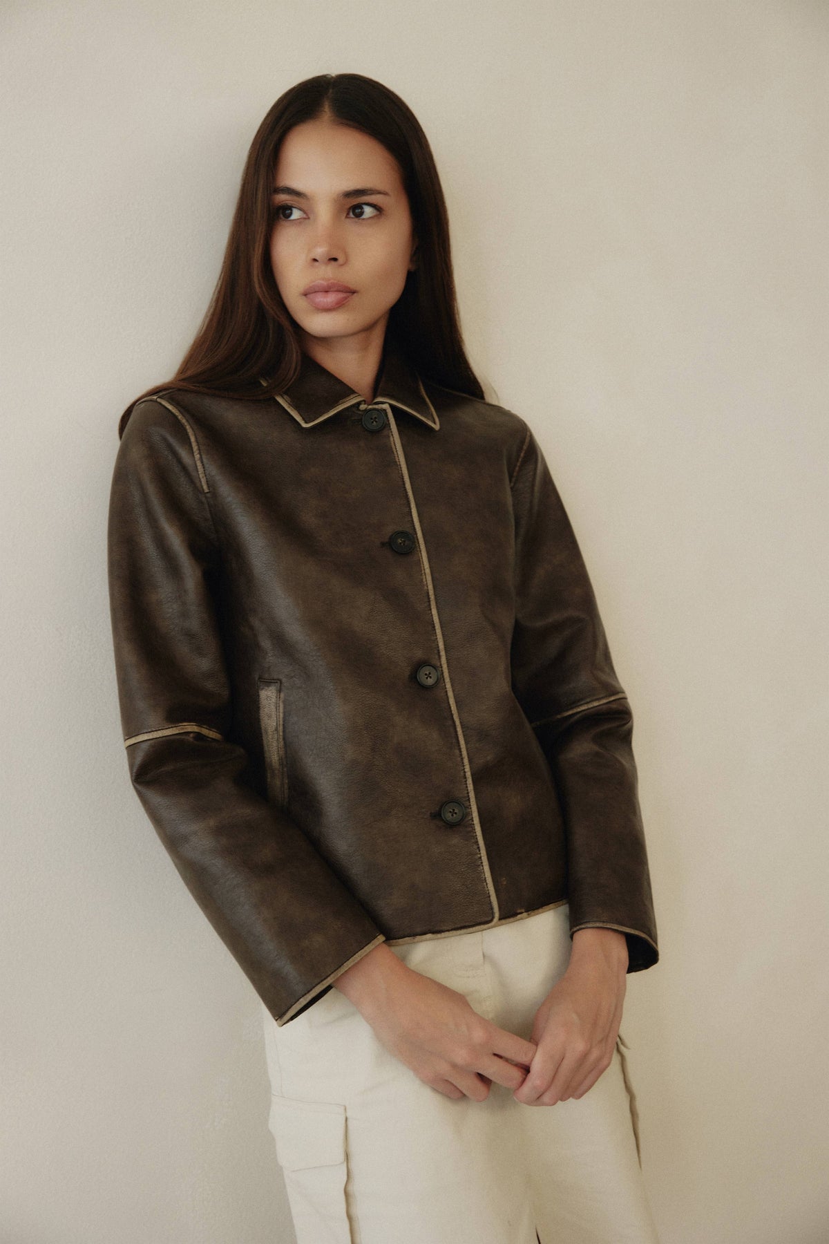 The Murph Jacket | Distressed Button-Down Leather Jacket
