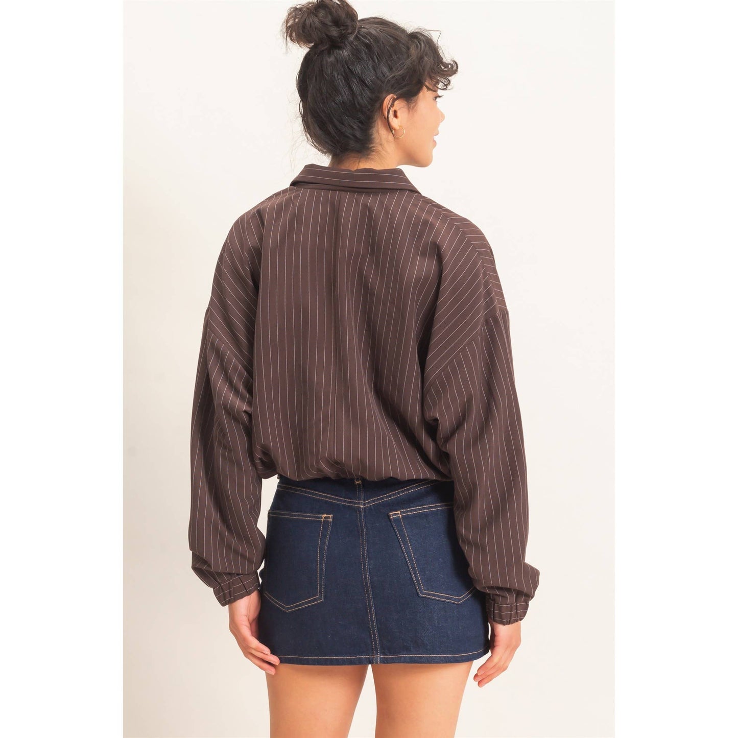 Pinstripe Bubble Hem Jacket