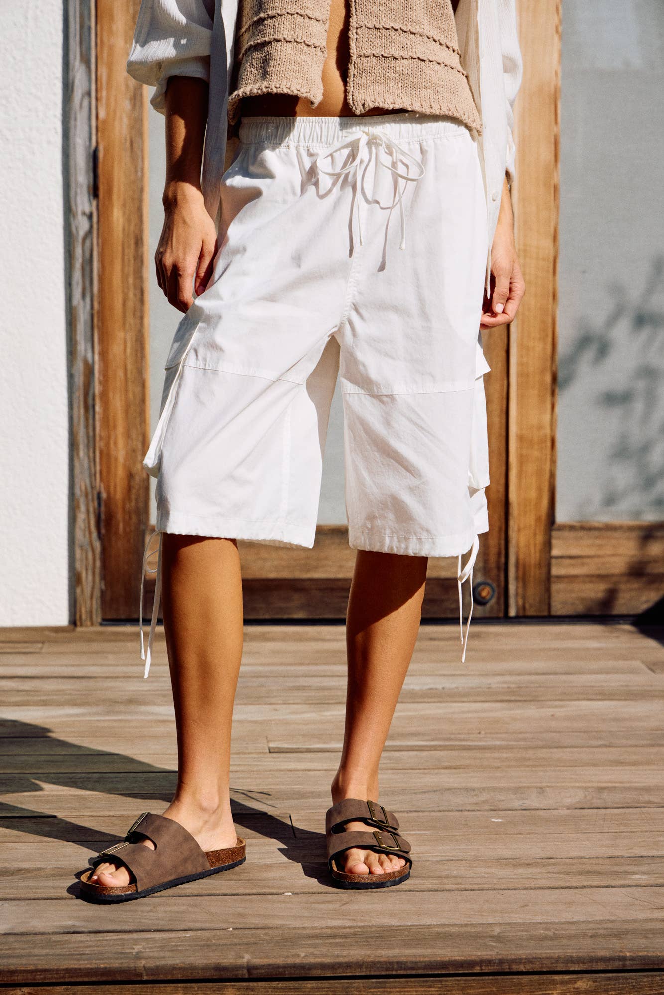 Adjustable Hem Drawstring Cargo Shorts