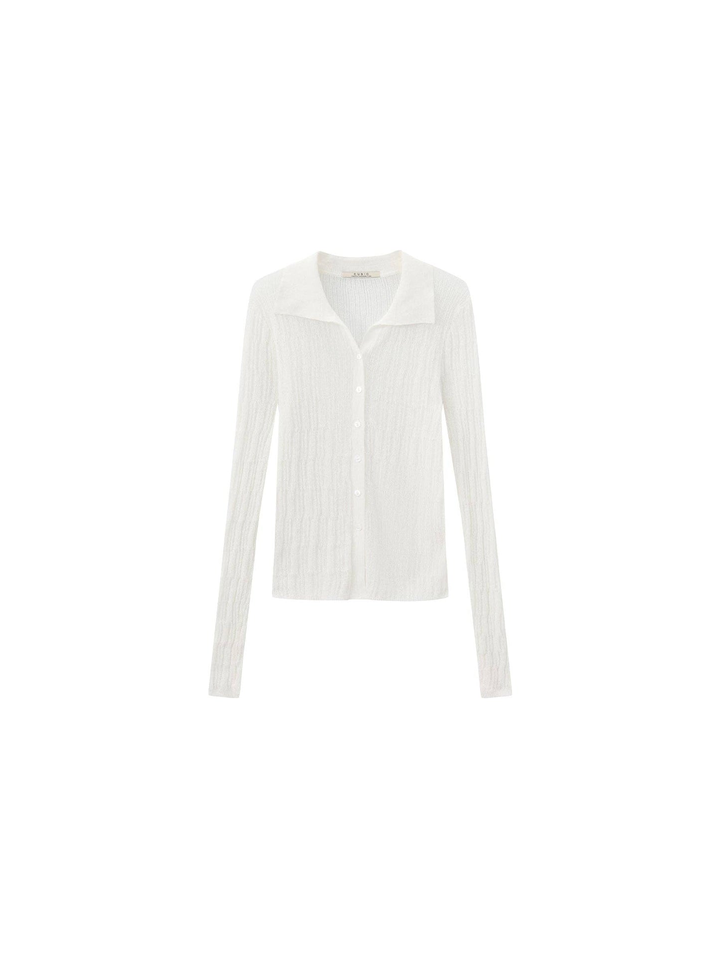 CUBIC Linen Collared Long-Sleeved Knit Sweater