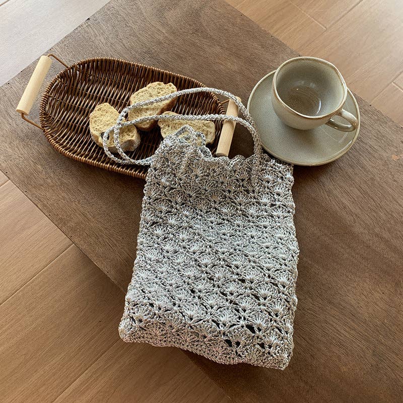 Casual Solid Color Hand-Crochet Shoulder Bag MK2BLCR6W10BBG398