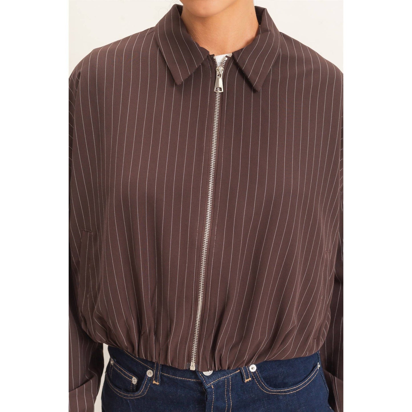 Pinstripe Bubble Hem Jacket