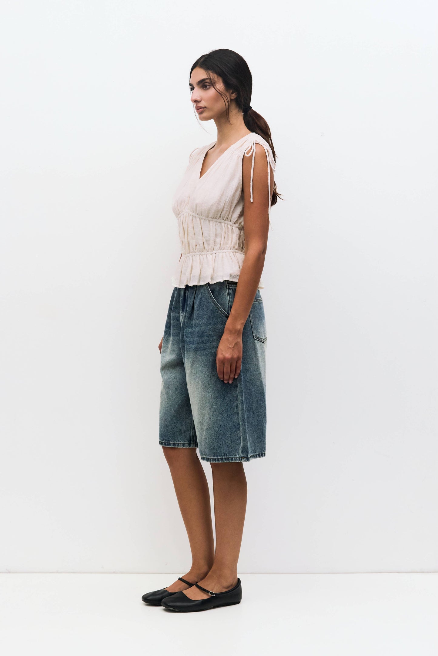 The Cleo Top | Gathered Sleeveless Blouse