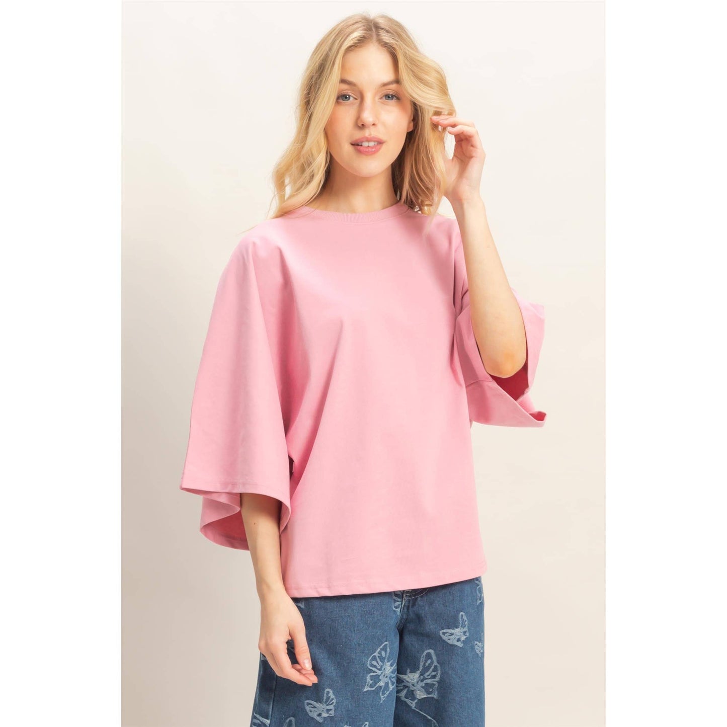 Crew Neck 3/4 Sleeve Top
