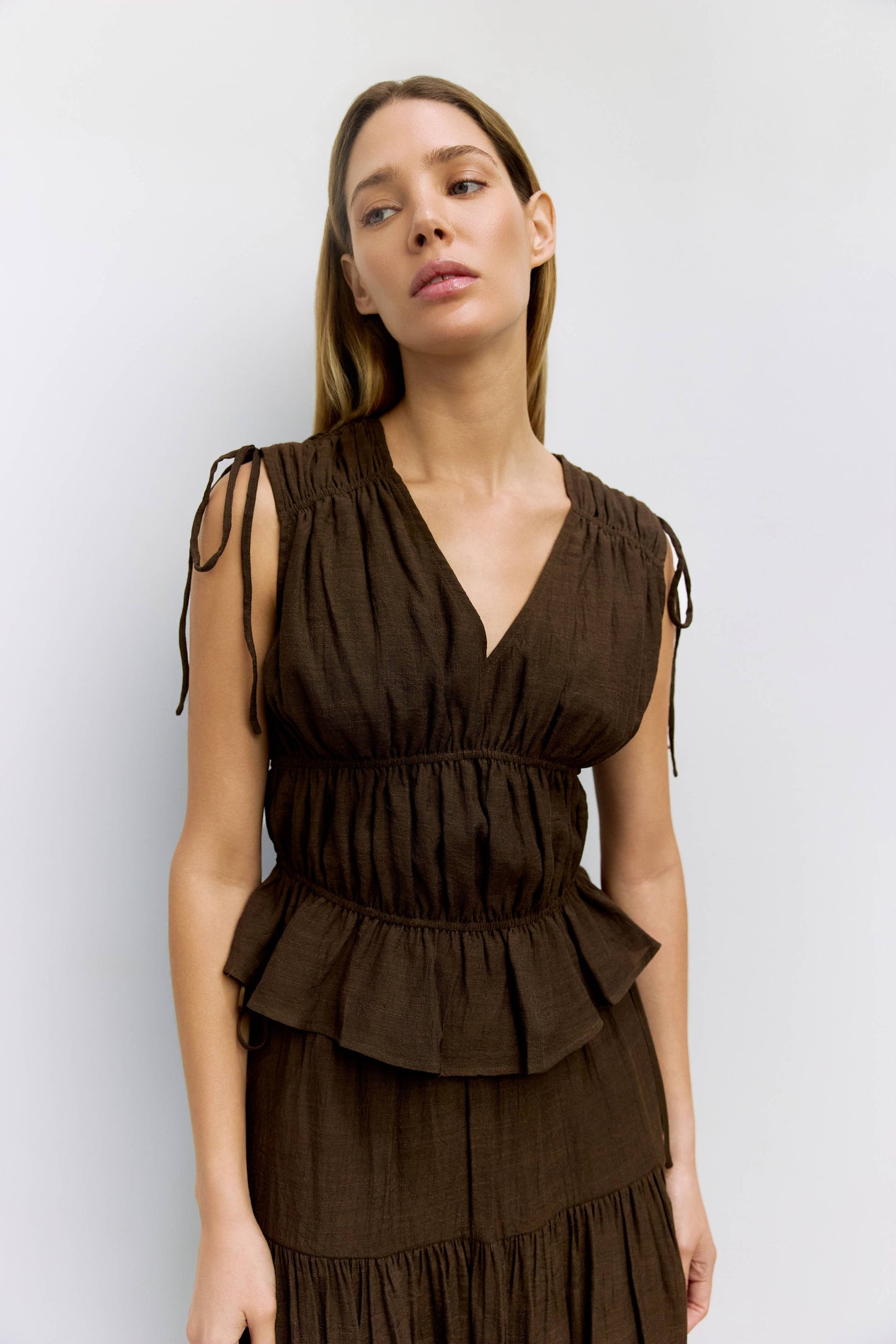 The Cleo Top | Gathered Sleeveless Blouse