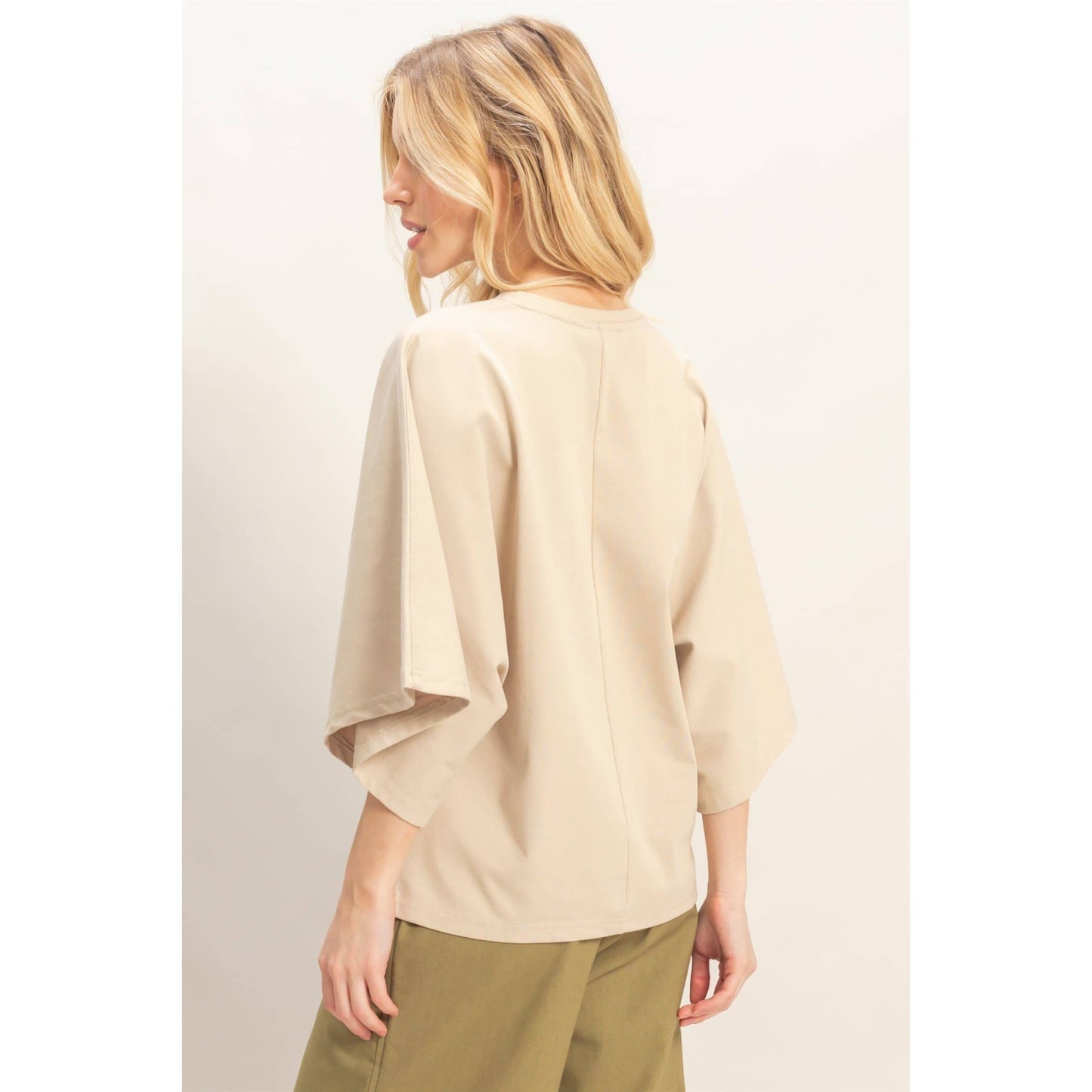 Crew Neck 3/4 Sleeve Top