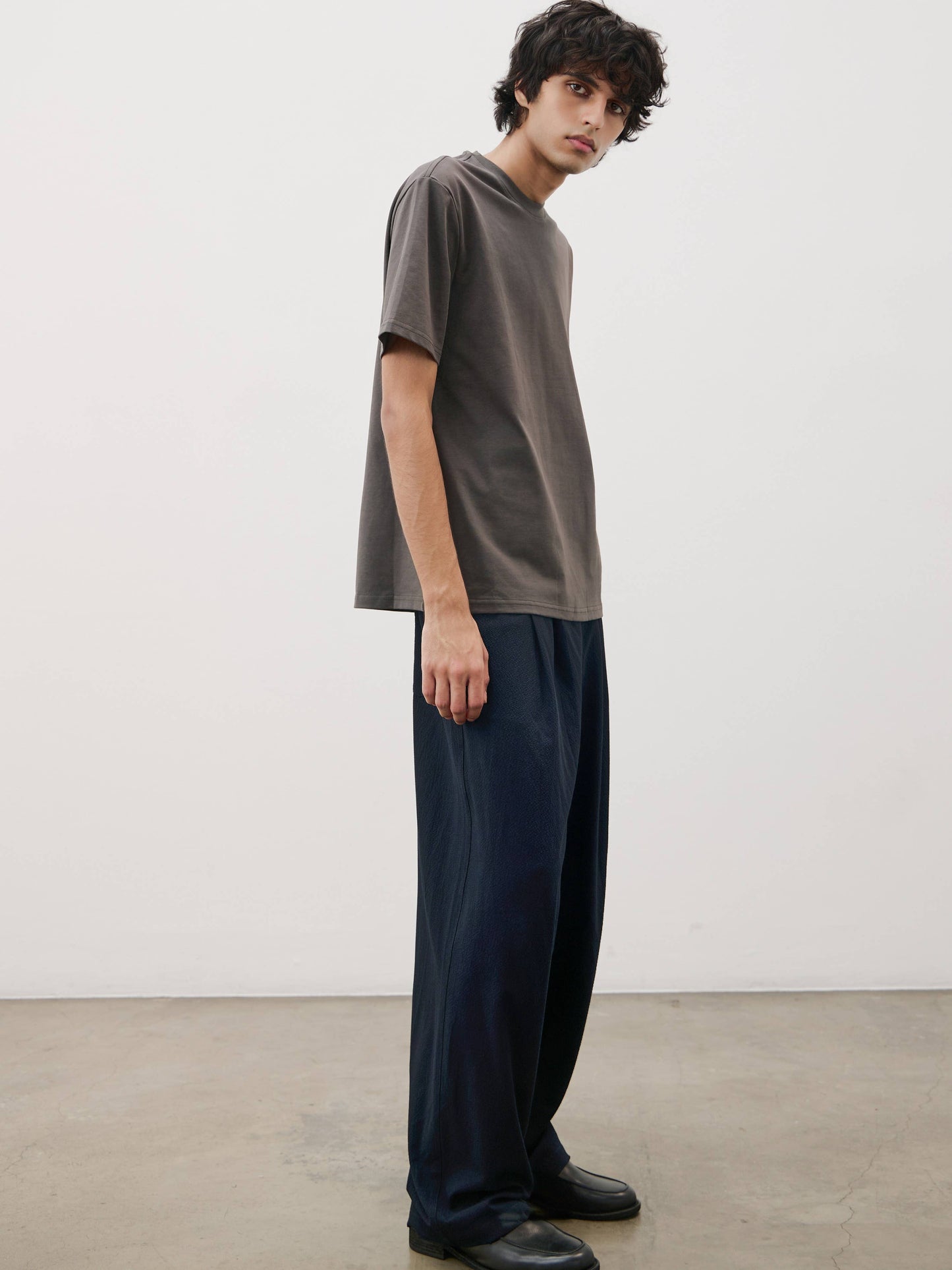 The Cyrus Pants | Seersucker Barrel Pants with Pleats