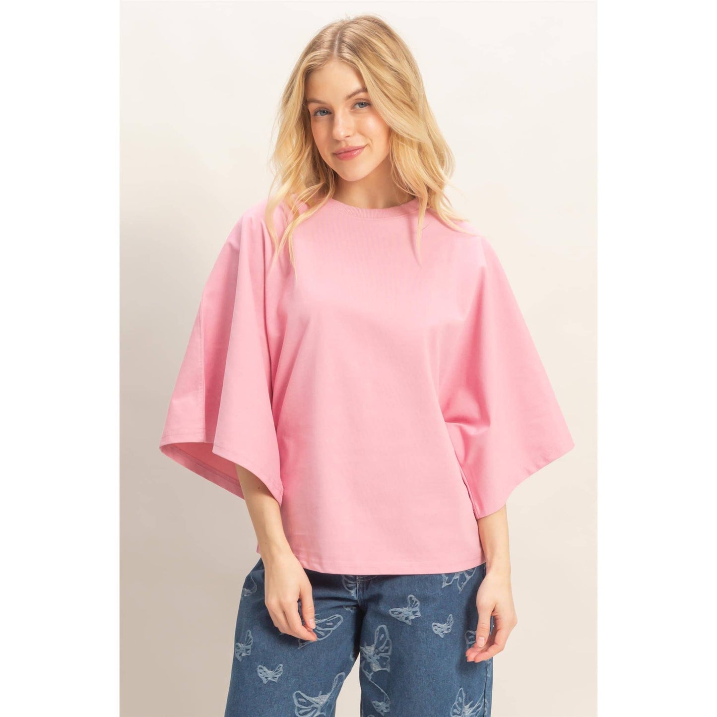 Crew Neck 3/4 Sleeve Top