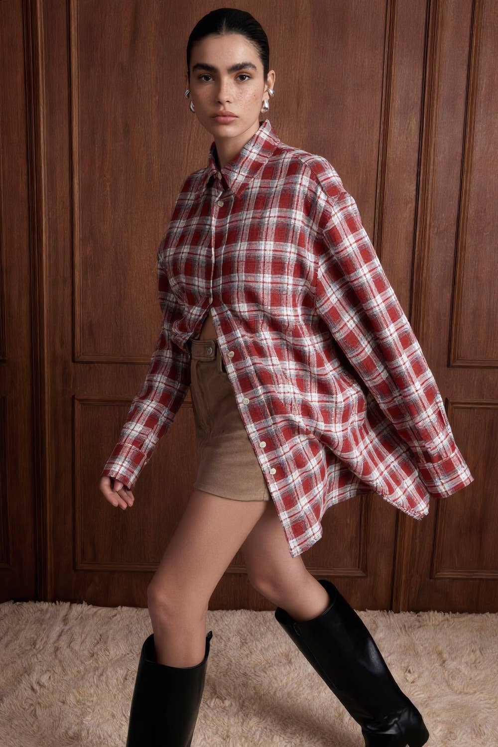 Oversized Plaid Flannel Shirt