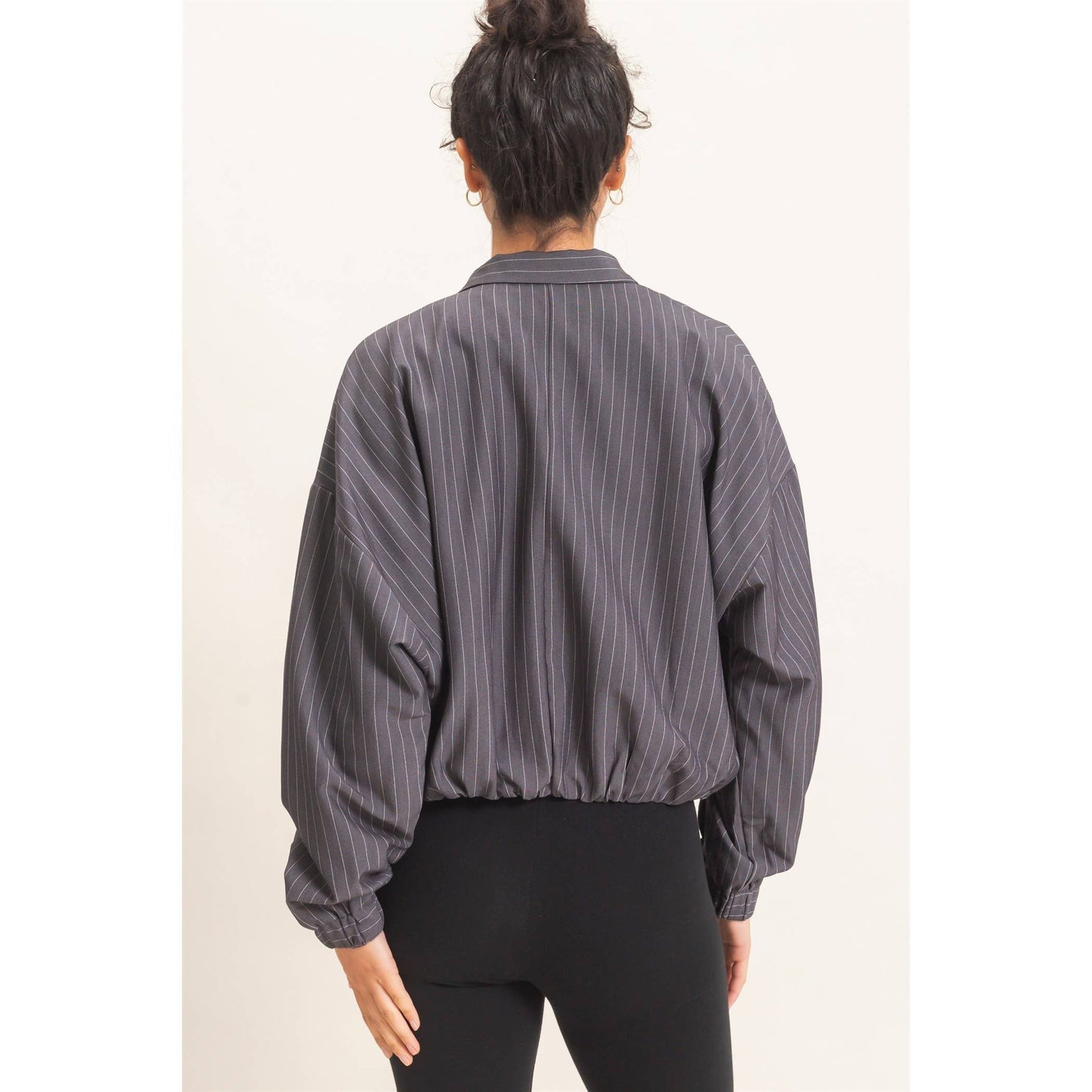 Pinstripe Bubble Hem Jacket
