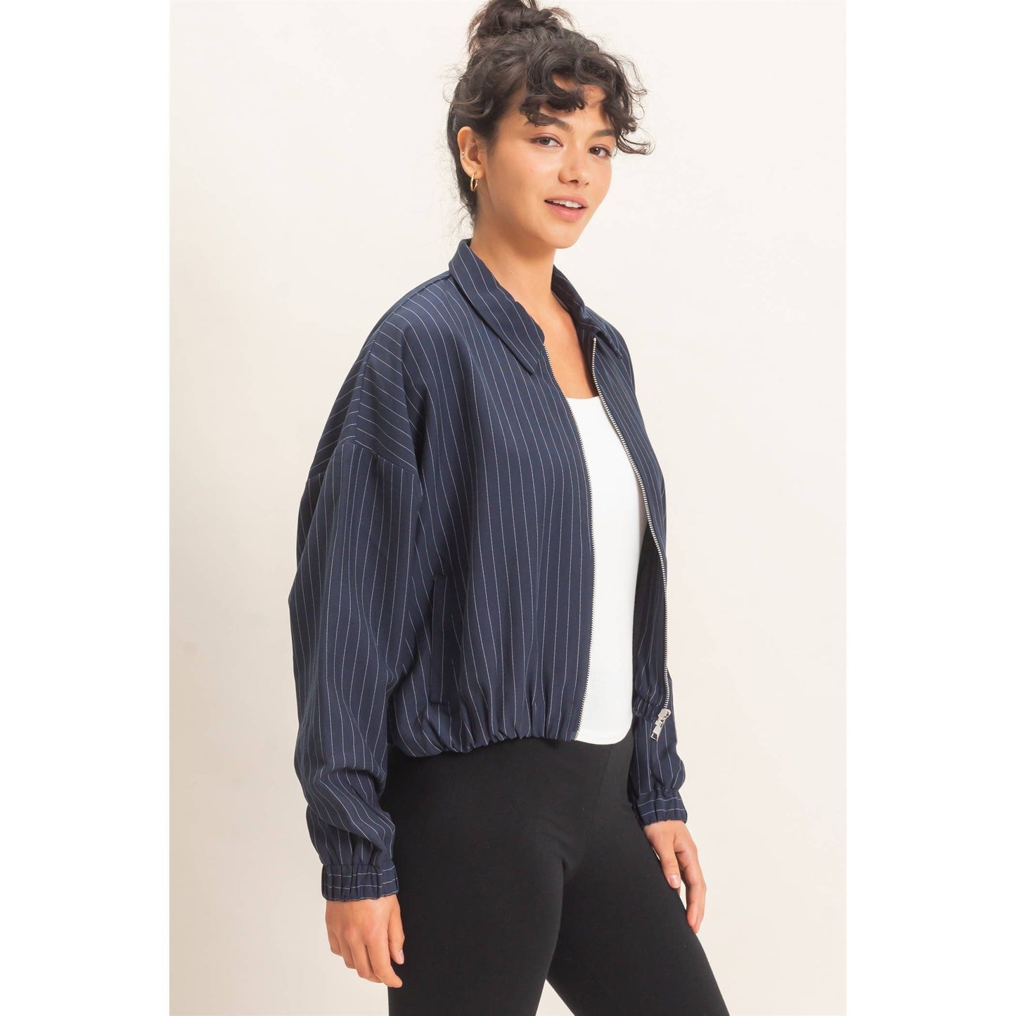 Pinstripe Bubble Hem Jacket
