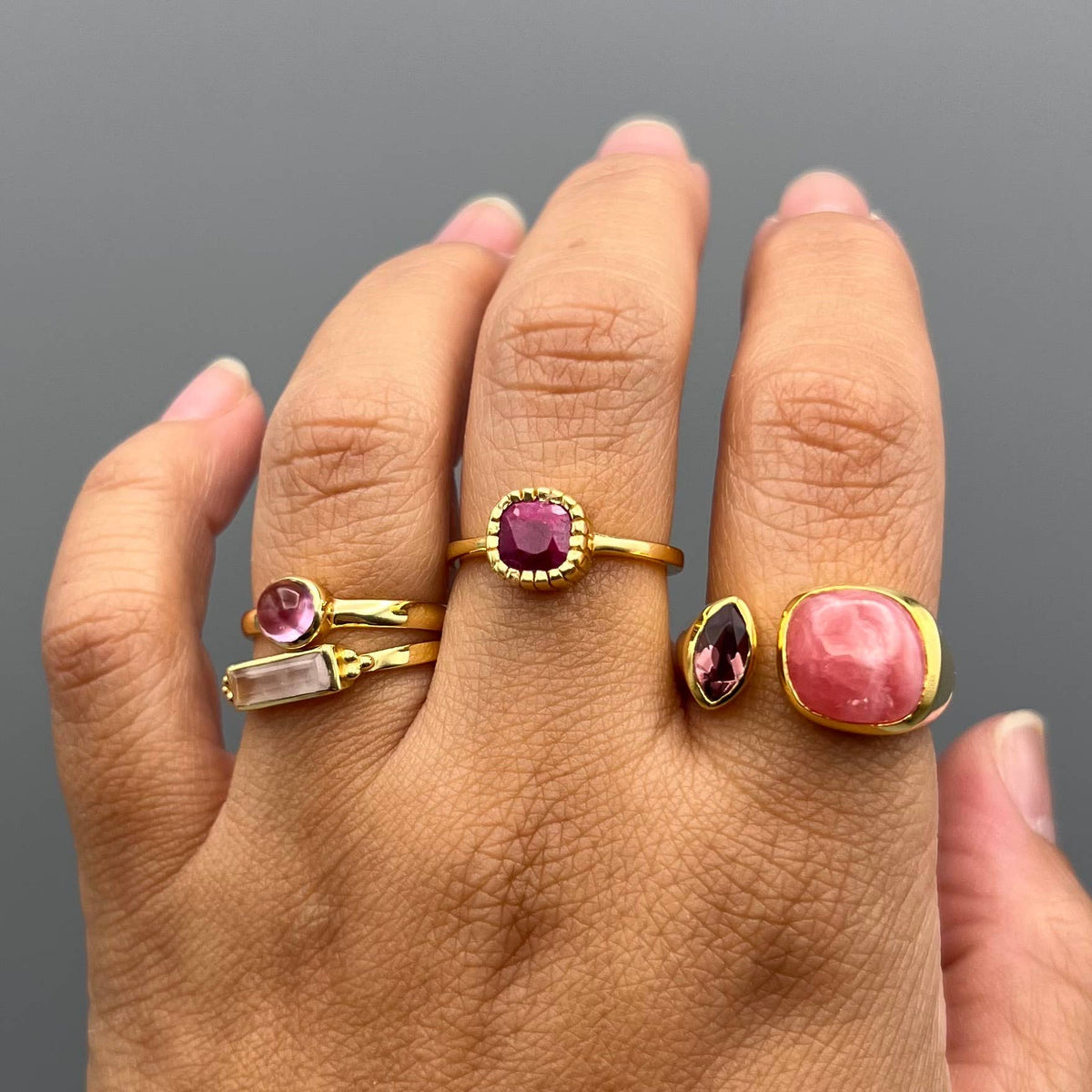 Round Pink Tourmaline Solitaire Ring