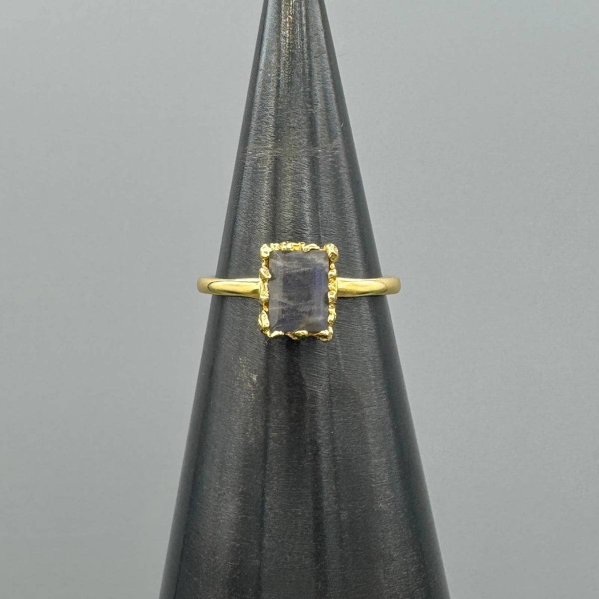 Rectangle Labradorite Molten Bezel Ring