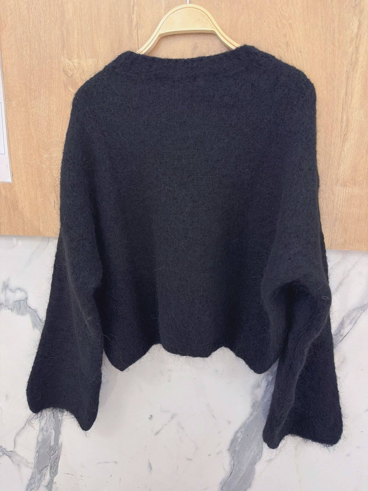 Round-neck pullover in kid mohair & wool - Made in Italy