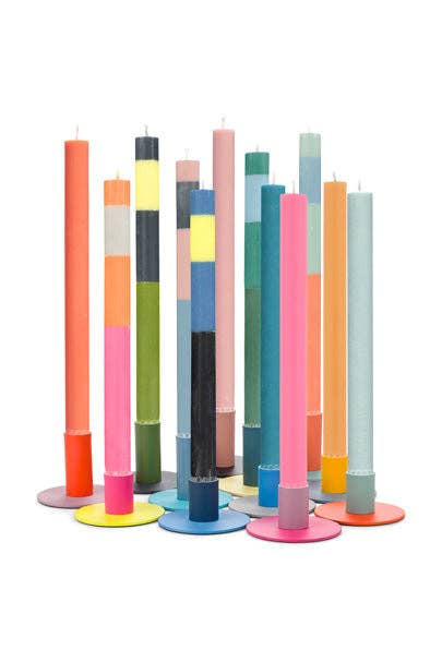 BRITISH COLOUR STANDARD - Tall Two-Tone Indigo & Olive Metal Candleholder