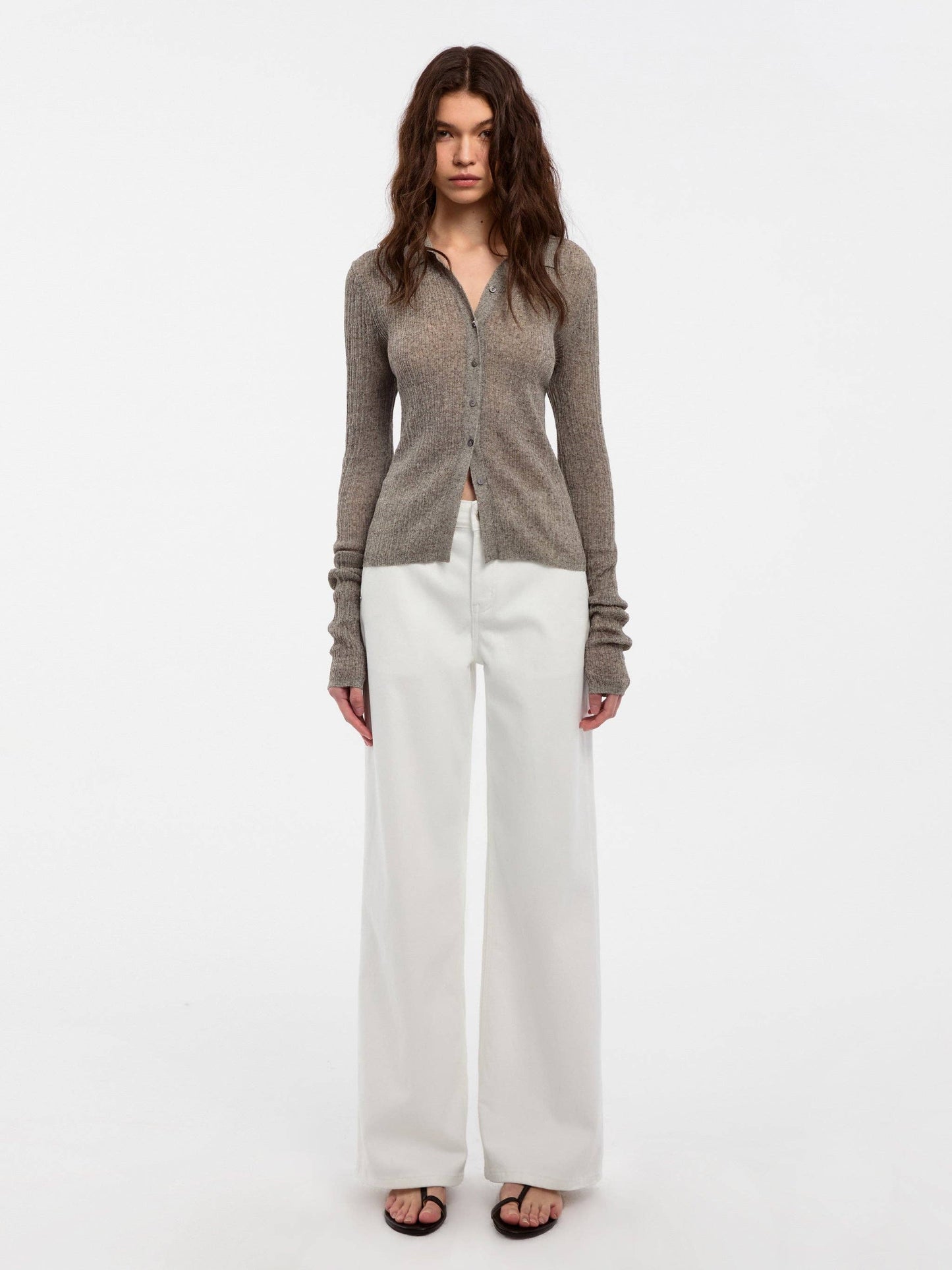 CUBIC Linen Collared Long-Sleeved Knit Sweater