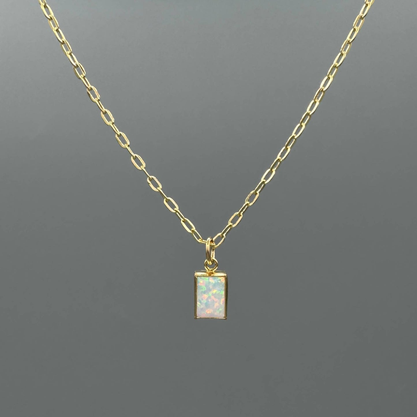 Small Rectangle Opal Necklace