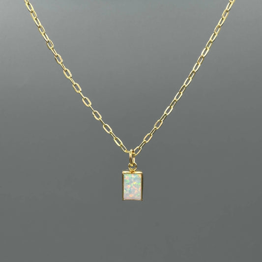 Small Rectangle Opal Necklace
